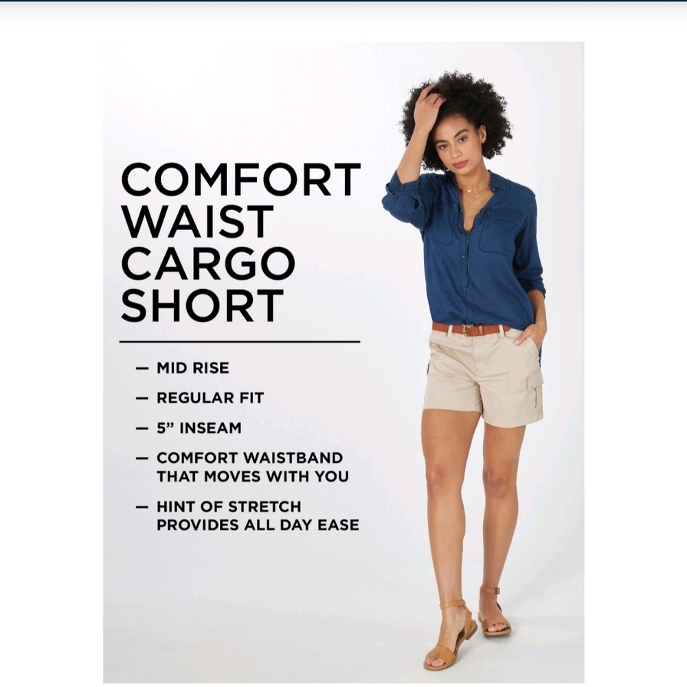 Lee NWT Plus Size Midrise Regular Fit Comfort Waistband 5" Cargo Short 567 - Picture 7 of 11